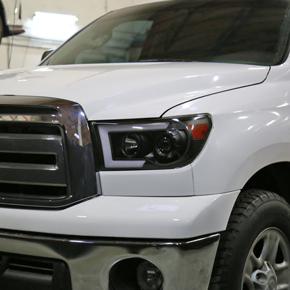 2007-2013 Toyota Tundra/ 2008-2017 Sequoia LED C-Bar Projector Headlights w/ Switchback Sequential Turn Signals (Matte Black Housing/Clear Lens)
