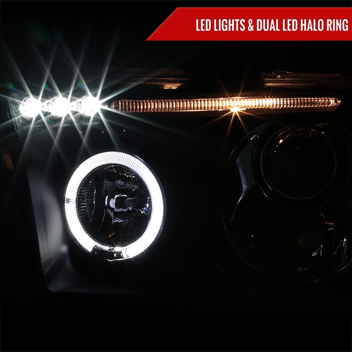 2007-2013 Toyota Tundra/ 2008-2017 Sequoia Single Halo Projector Headlights (Matte Black Housing/Clear Lens)
