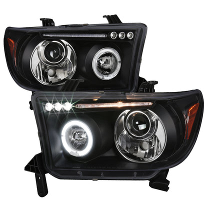 2007-2013 Toyota Tundra/ 2008-2017 Sequoia Single Halo Projector Headlights (Matte Black Housing/Clear Lens)