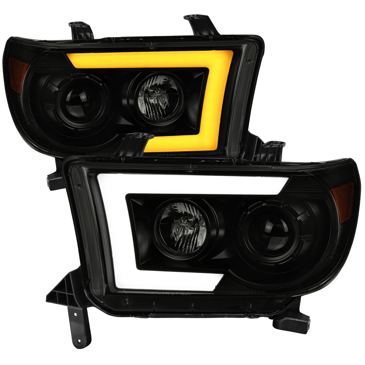 2007-2013 Toyota Tundra/ 2008-2017 Sequoia Switchback Sequential LED C-Bar Projector Headlights (Black Housing/Smoked Lens)