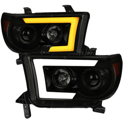 2007-2013 Toyota Tundra/ 2008-2017 Sequoia Switchback Sequential LED C-Bar Projector Headlights (Black Housing/Smoked Lens)