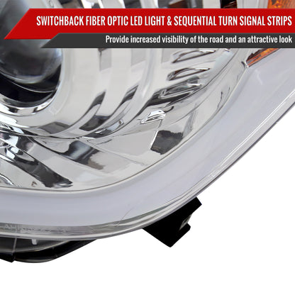 2014-2021 Toyota Tundra LED Switchback Sequential Turn Signal LED Bar Projector Headlights (Chrome Housing/Clear Lens)