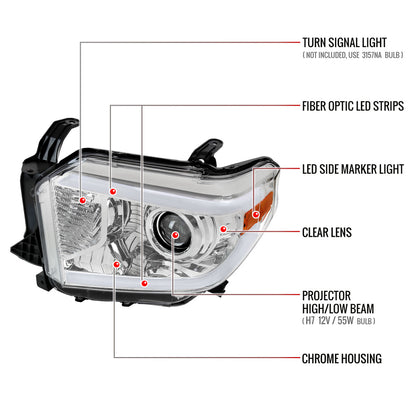 2014-2021 Toyota Tundra LED Projector Headlights (Chrome Housing/Clear Lens)