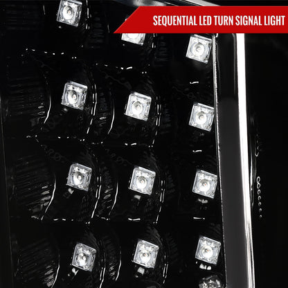 2014-2021 Toyota Tundra LED C-Bar Projector Headlights w/ Sequential Turn Signal Lights (Jet Black Housing/Clear Lens)