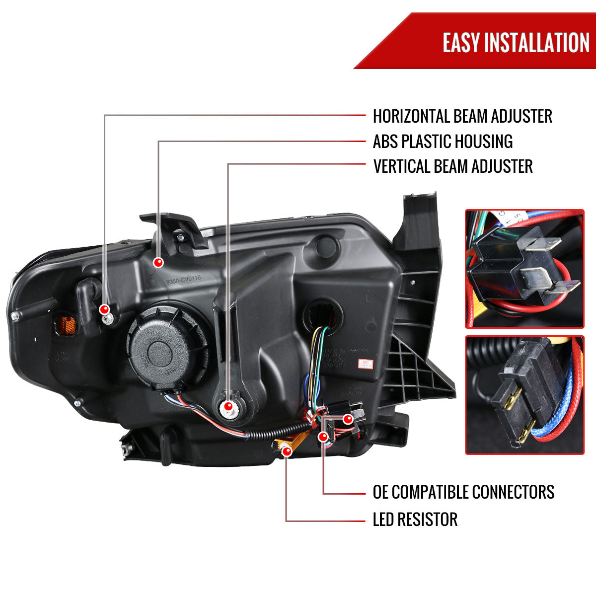 2014-2021 Toyota Tundra LED C-Bar Projector Headlights w/ Sequential Turn Signal Lights (Jet Black Housing/Clear Lens)