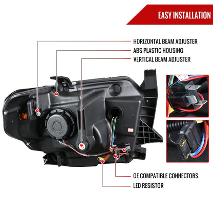 2014-2021 Toyota Tundra LED C-Bar Projector Headlights w/ Sequential Turn Signal Lights (Jet Black Housing/Clear Lens)