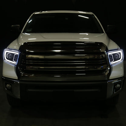2014-2021 Toyota Tundra LED C-Bar Projector Headlights w/ Sequential Turn Signal Lights (Jet Black Housing/Clear Lens)