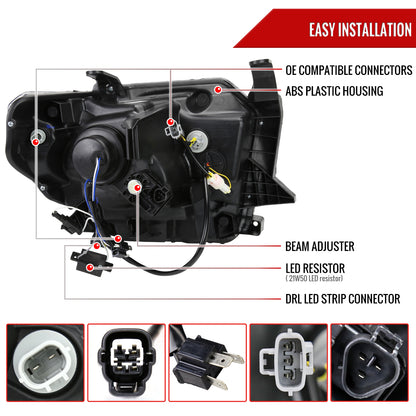 2014-2021 Toyota Tundra LED Switchback Sequential Turn Signal LED Bar Projector Headlights (Chrome Housing/Smoked Lens)