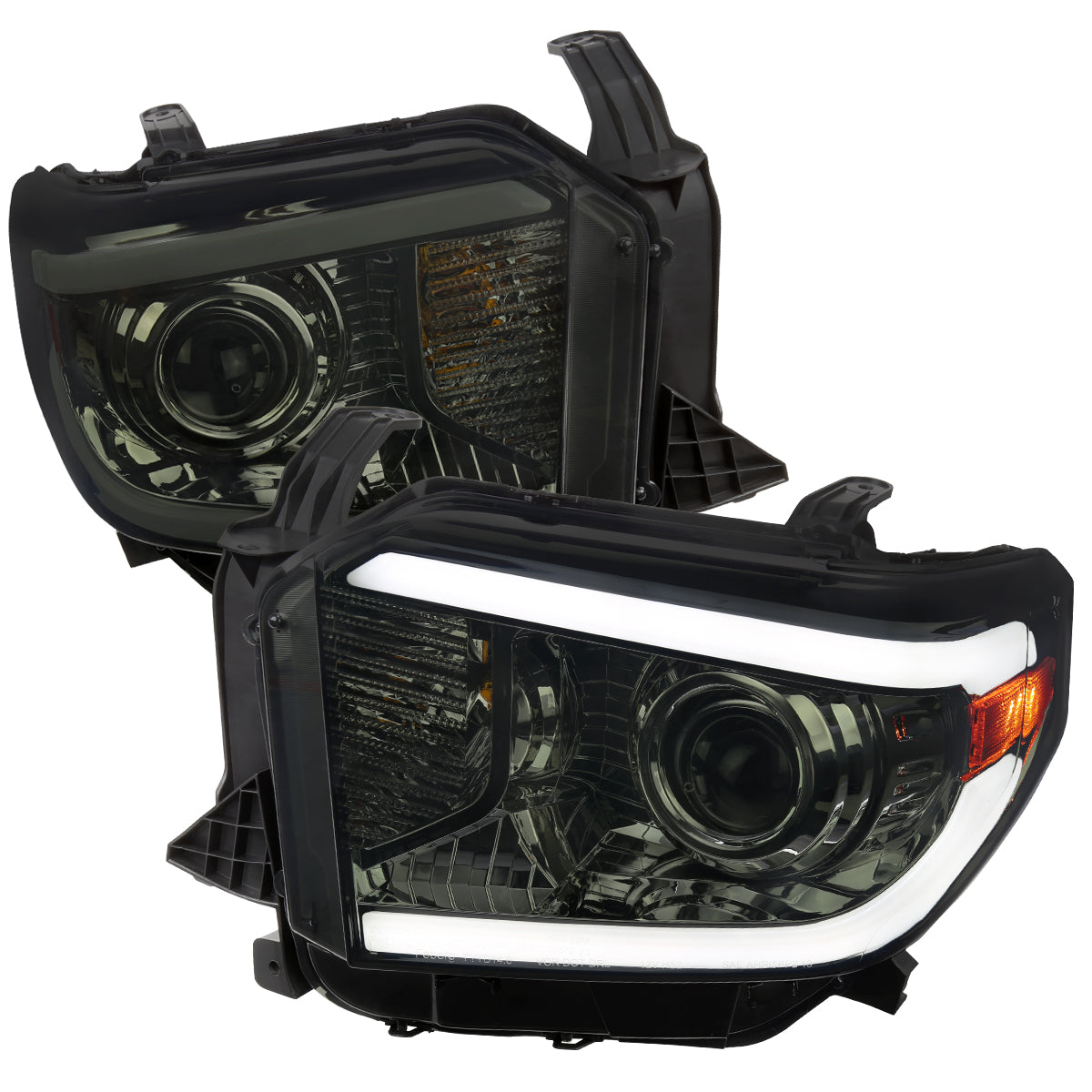 2014-2021 Toyota Tundra LED Switchback Sequential Turn Signal LED Bar Projector Headlights (Chrome Housing/Smoked Lens)