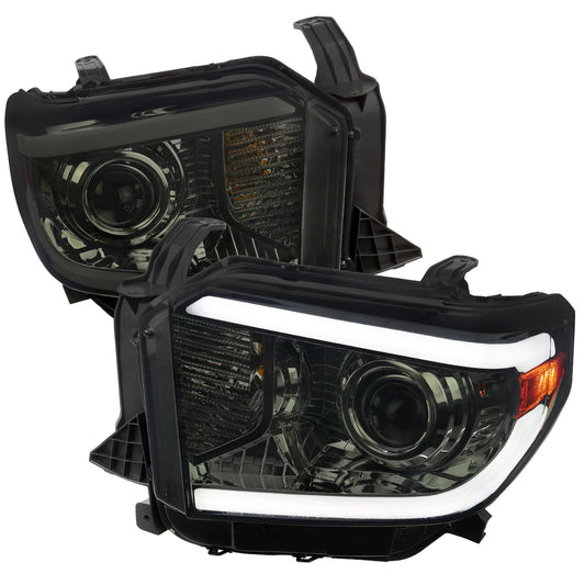 2014-2021 Toyota Tundra LED Switchback Sequential Turn Signal LED Bar Projector Headlights (Chrome Housing/Smoked Lens)