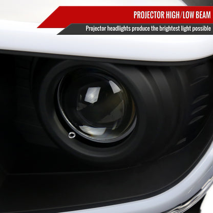 2014-2021 Toyota Tundra LED Switchback Sequential Turn Signal LED Bar Projector Headlights (Matte Black Housing/Clear Lens)