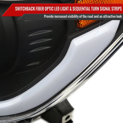 2014-2021 Toyota Tundra LED Switchback Sequential Turn Signal LED Bar Projector Headlights (Matte Black Housing/Clear Lens)