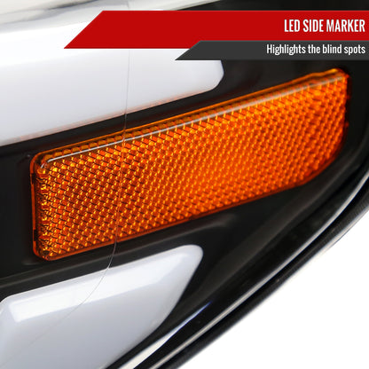 2014-2021 Toyota Tundra LED Switchback Sequential Turn Signal LED Bar Projector Headlights (Matte Black Housing/Clear Lens)