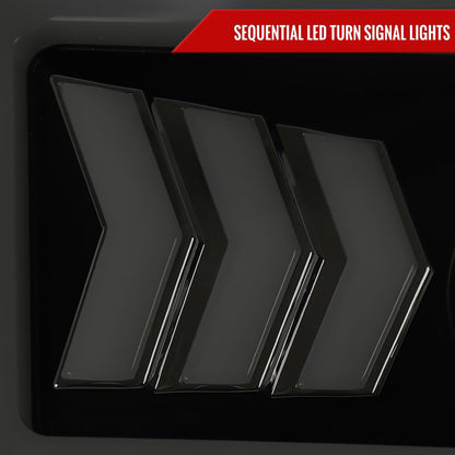 2014-2021 Toyota Tundra LED C-Bar Projector Headlights w/ Sequential Arrow Turn Signals (Black Housing/Smoked Lens)