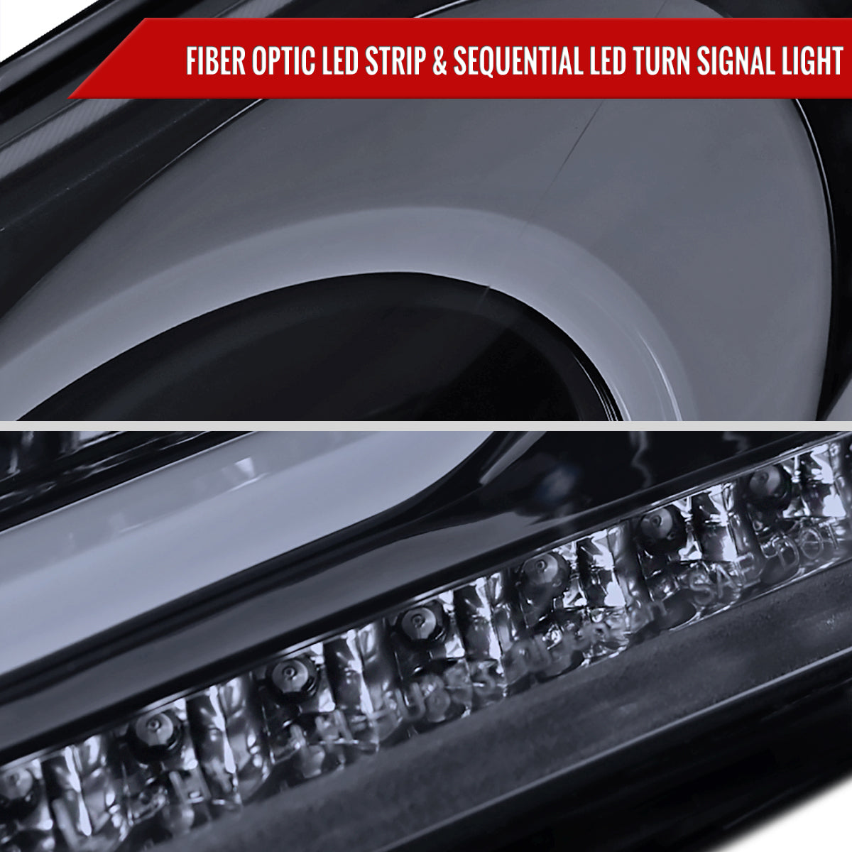2012-2017 Hyundai Veloster LED Bar Projector Headlights w/ Sequential Turn Signal Lights (Glossy Black Housing/Smoked Lens)