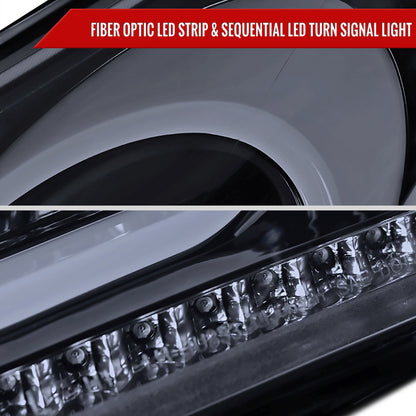 2012-2017 Hyundai Veloster LED Bar Projector Headlights w/ Sequential Turn Signal Lights (Glossy Black Housing/Smoked Lens)