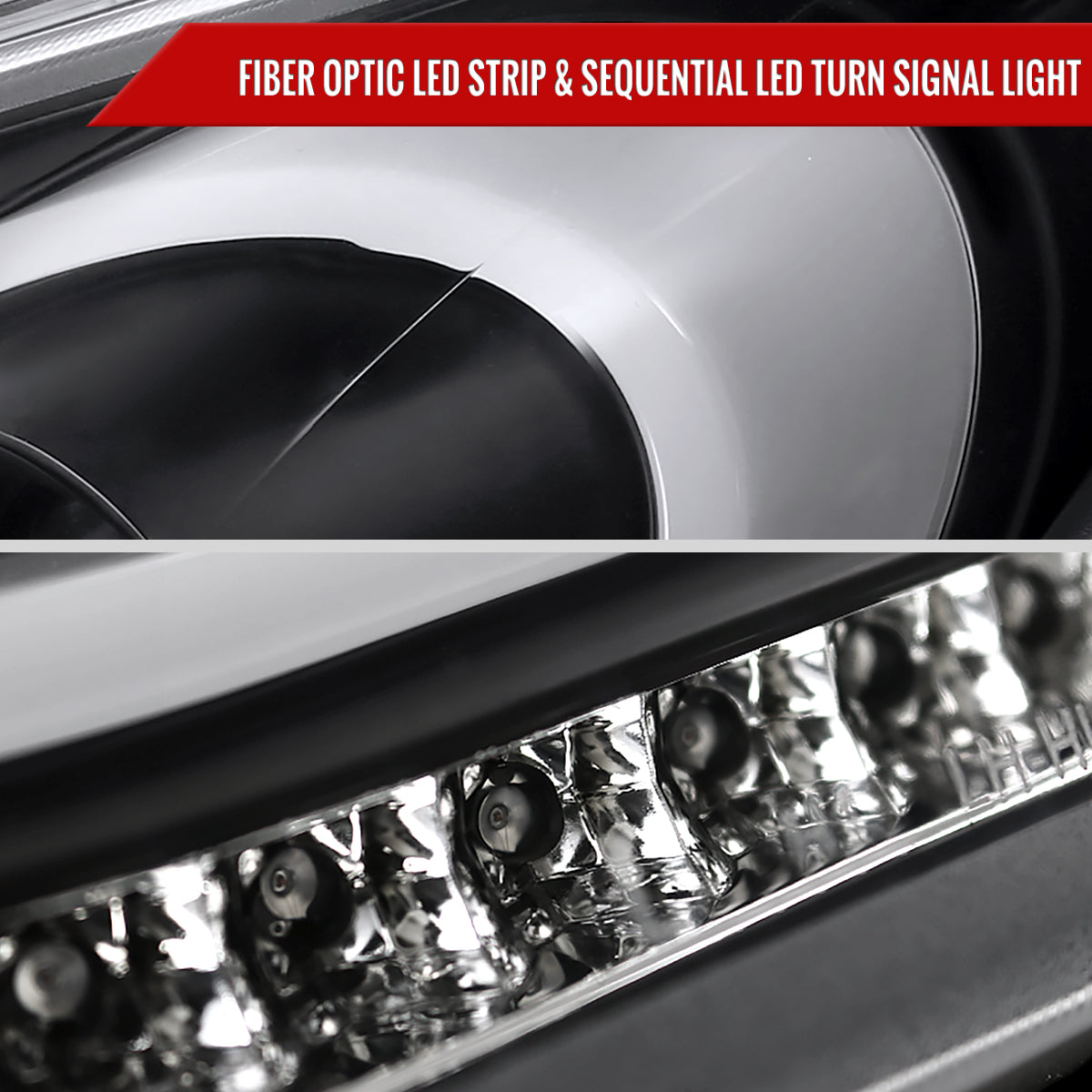 2012-2017 Hyundai Veloster LED Bar Projector Headlight w/ Sequential Turn Signal Lights (Matte Black Housing/Clear Lens)