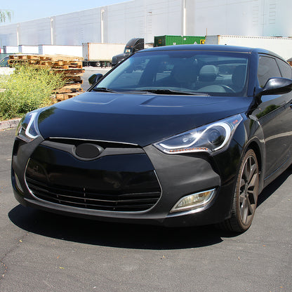 2012-2017 Hyundai Veloster LED Bar Projector Headlight w/ Sequential Turn Signal Lights (Matte Black Housing/Clear Lens)