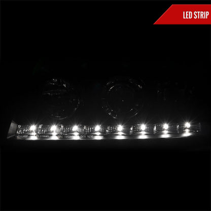 1998-2011 Ford Crown Victoria Projector Headlights w/ LED Light Strip (Matte Black Housing/Clear Lens)