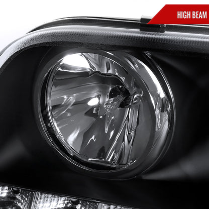 1998-2011 Ford Crown Victoria Projector Headlights w/ LED Light Strip (Matte Black Housing/Clear Lens)