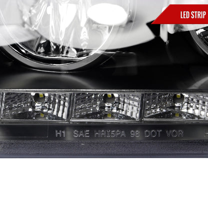 1998-2011 Ford Crown Victoria Projector Headlights w/ LED Light Strip (Matte Black Housing/Clear Lens)