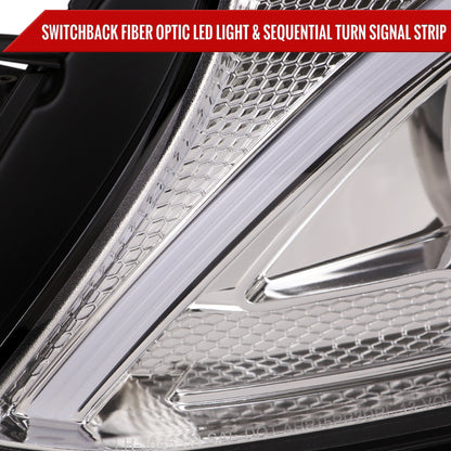 2015-2018 Mercedes-Benz C-Class W205 Switchback Sequential Turn Signal Projector Headlights (Chrome Housing/Clear Lens)