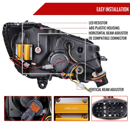 2015-2018 Mercedes-Benz C-Class W205 Switchback Sequential Turn Signal Projector Headlights (Glossy Black Housing/Light Smoked Lens)