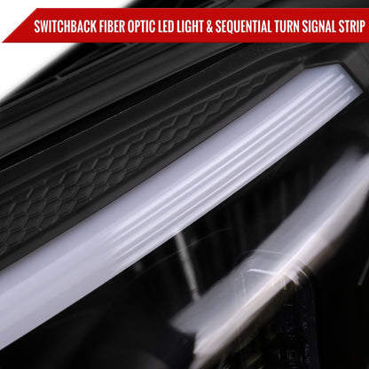2015-2018 Mercedes-Benz C-Class W205 Switchback Sequential Turn Signal Projector Headlights (Matte Black Housing/Clear Lens)