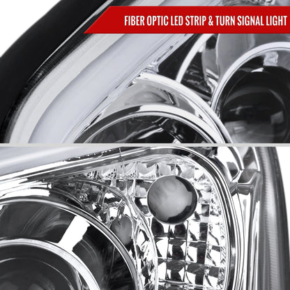 2004-2005 Subaru Impreza WRX/STI Outback Projector Headlights w/ LED Light Bar (Chrome Housing/Clear Lens)