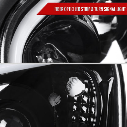 2004-2005 Subaru Impreza WRX/STI Outback Projector Headlights w/ LED Light Bar (Glossy Black Housing/Clear Lens)