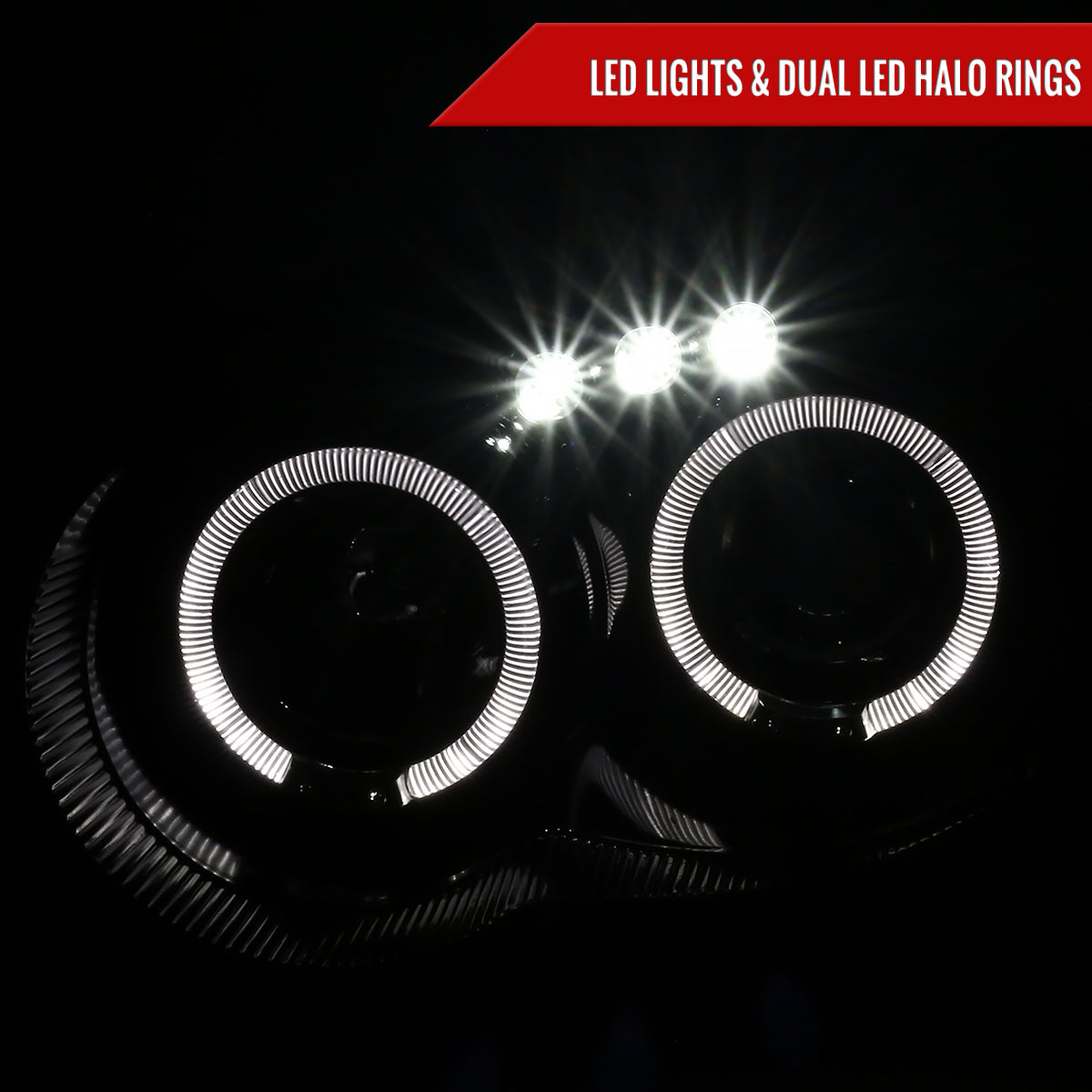 2004-2005 Subaru Impreza WRX/STI Outback Dual Halo Projector Headlights (Jet Black Housing/Clear Lens)