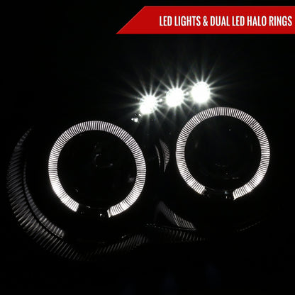2004-2005 Subaru Impreza WRX/STI Outback Dual Halo Projector Headlights (Jet Black Housing/Clear Lens)