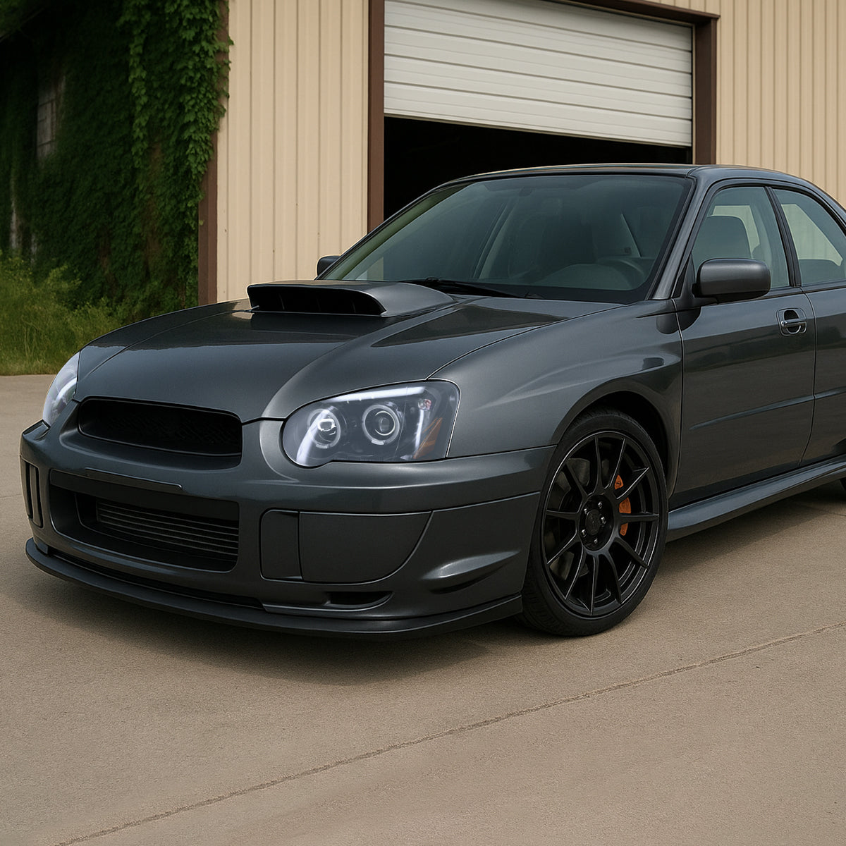 2004-2005 Subaru Impreza WRX/STI Outback Dual Halo Projector Headlights (Jet Black Housing/Clear Lens)