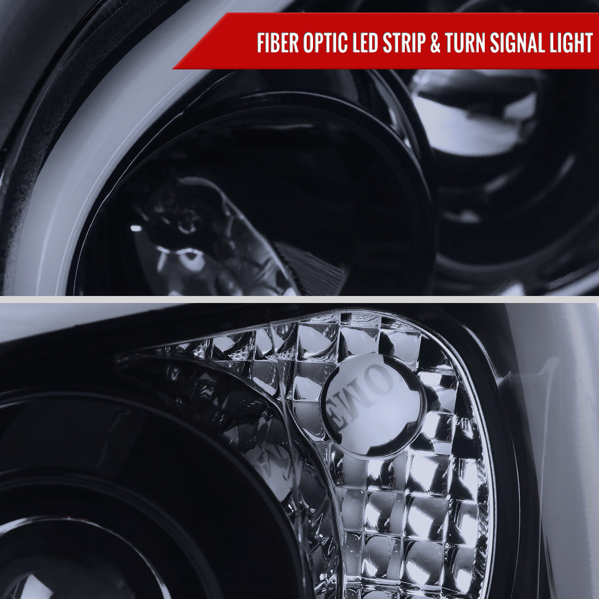 2004-2005 Subaru Impreza WRX/STI Outback Projector Headlights w/ LED Light Bar (Glossy Black Housing/Smoked Lens)