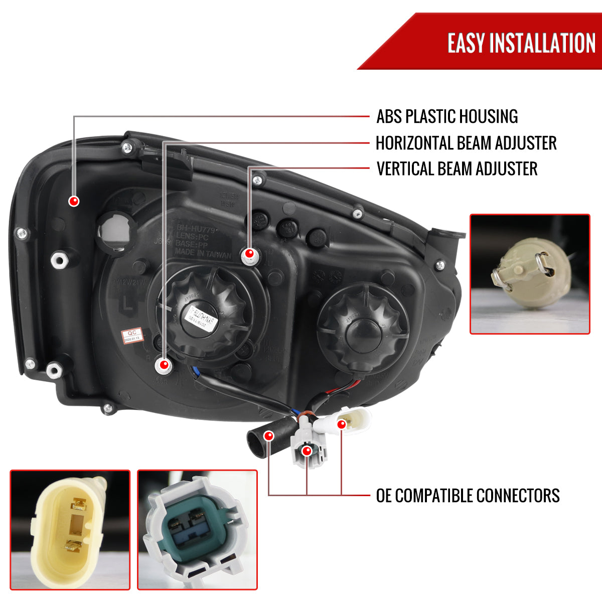 2004-2005 Subaru Impreza WRX/STI Outback Projector Headlights w/ LED Light Bar (Glossy Black Housing/Smoked Lens)