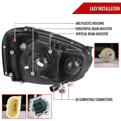 2004-2005 Subaru Impreza WRX/STI Outback Projector Headlights w/ LED Bar (Matte Black Housing/Clear Lens)