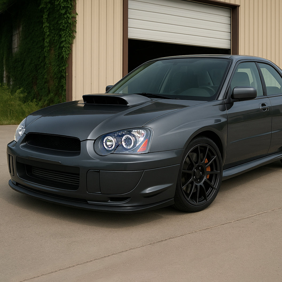 2004-2005 Subaru Impreza WRX/STI Outback Dual Halo Projector Headlights (Matte Black Housing/Clear Lens)