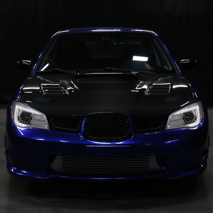 2006-2007 Subaru Impreza WRX STI LED Bar Sequential Turn Signal Projector Headlights (Chrome Housing/Clear Lens)