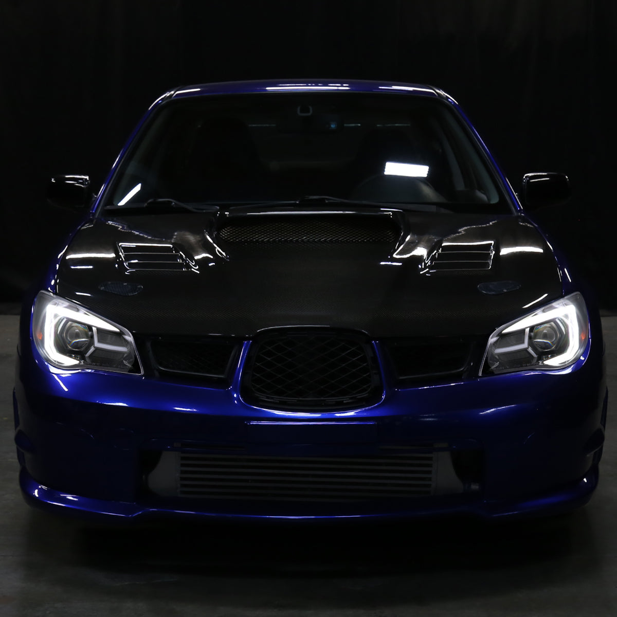 2006-2007 Subaru Impreza WRX STI LED Bar Sequential Turn Signal Projector Headlights (Glossy Black Housing/Clear Lens)
