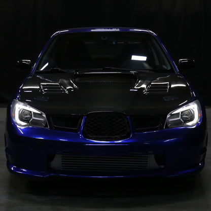 2006-2007 Subaru Impreza WRX STI LED Bar Sequential Turn Signal Projector Headlights (Glossy Black Housing/Clear Lens)
