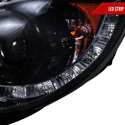 2006-2007 Subaru Impreza WRX/STI Projector Headlights w/ LED Light Strip (Glossy Black Housing/Smoked Lens)