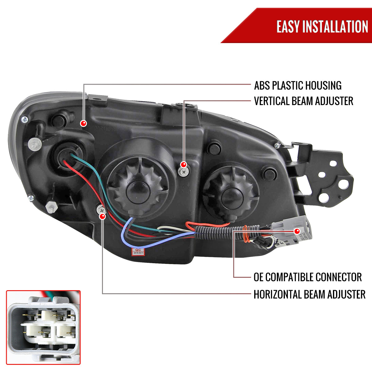 2006-2007 Subaru Impreza WRX/STI Projector Headlights w/ LED Light Strip (Matte Black Housing/Clear Lens)