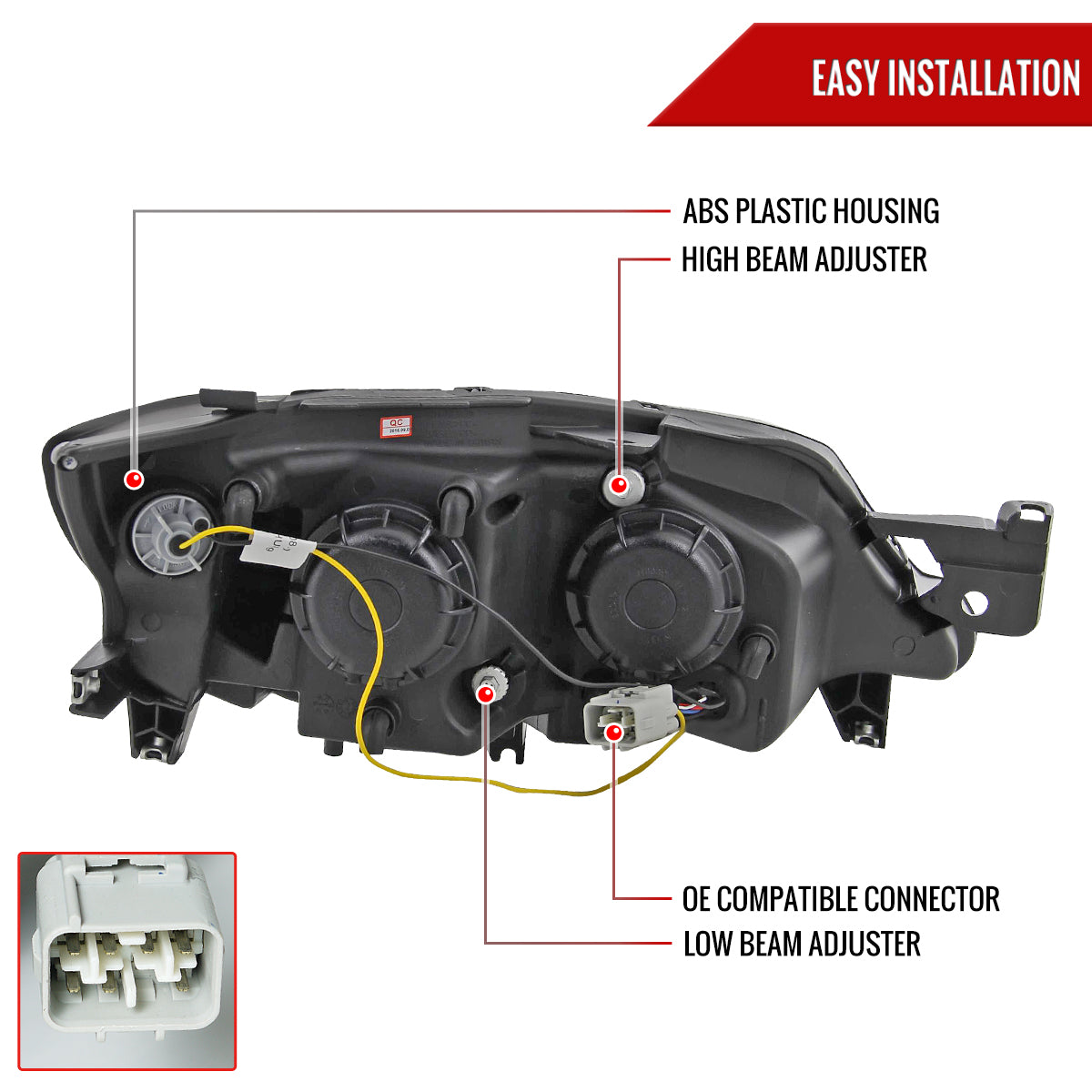 2008-2014 Subaru Impreza WRX / 2008-2011 Outback Sport LED Bar Projector Headlights (Glossy Black Housing/Smoked Lens)