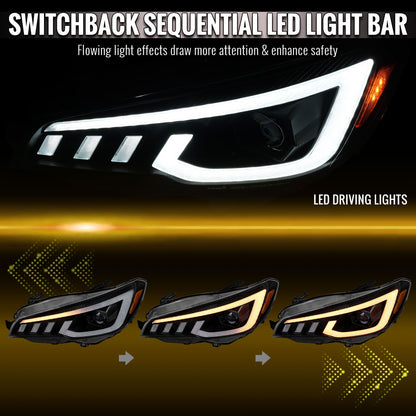 2015-2021 Subaru Impreza WRX STI Projector Headlights Sequential LED Switchback DRL (Black Housing / Clear Lens)