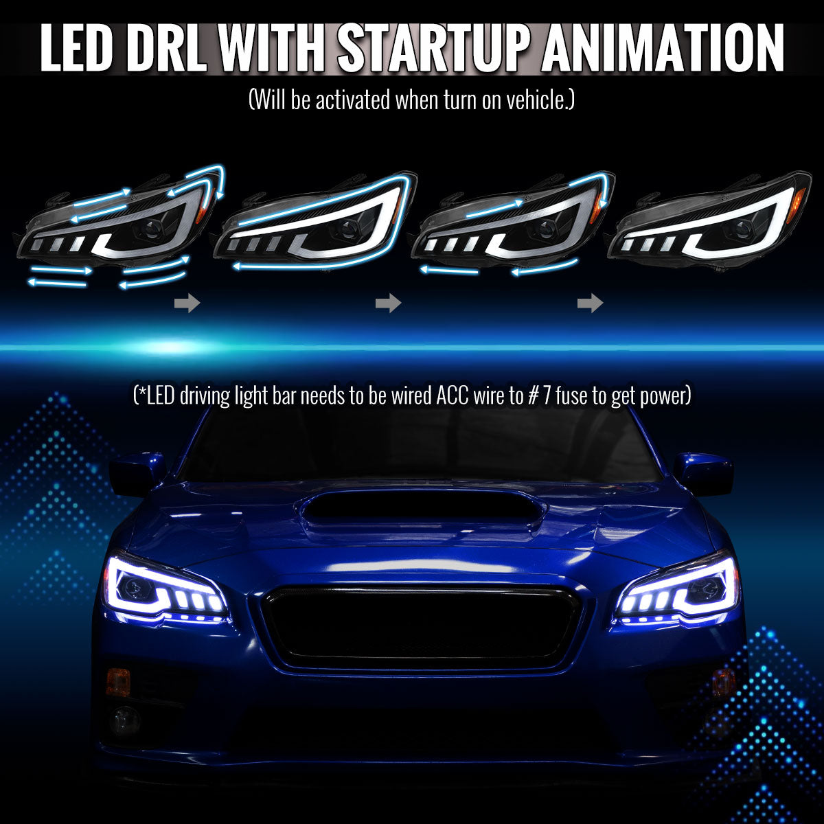 2015-2021 Subaru Impreza WRX STI Projector Headlights Sequential LED Switchback DRL (Black Housing / Clear Lens)