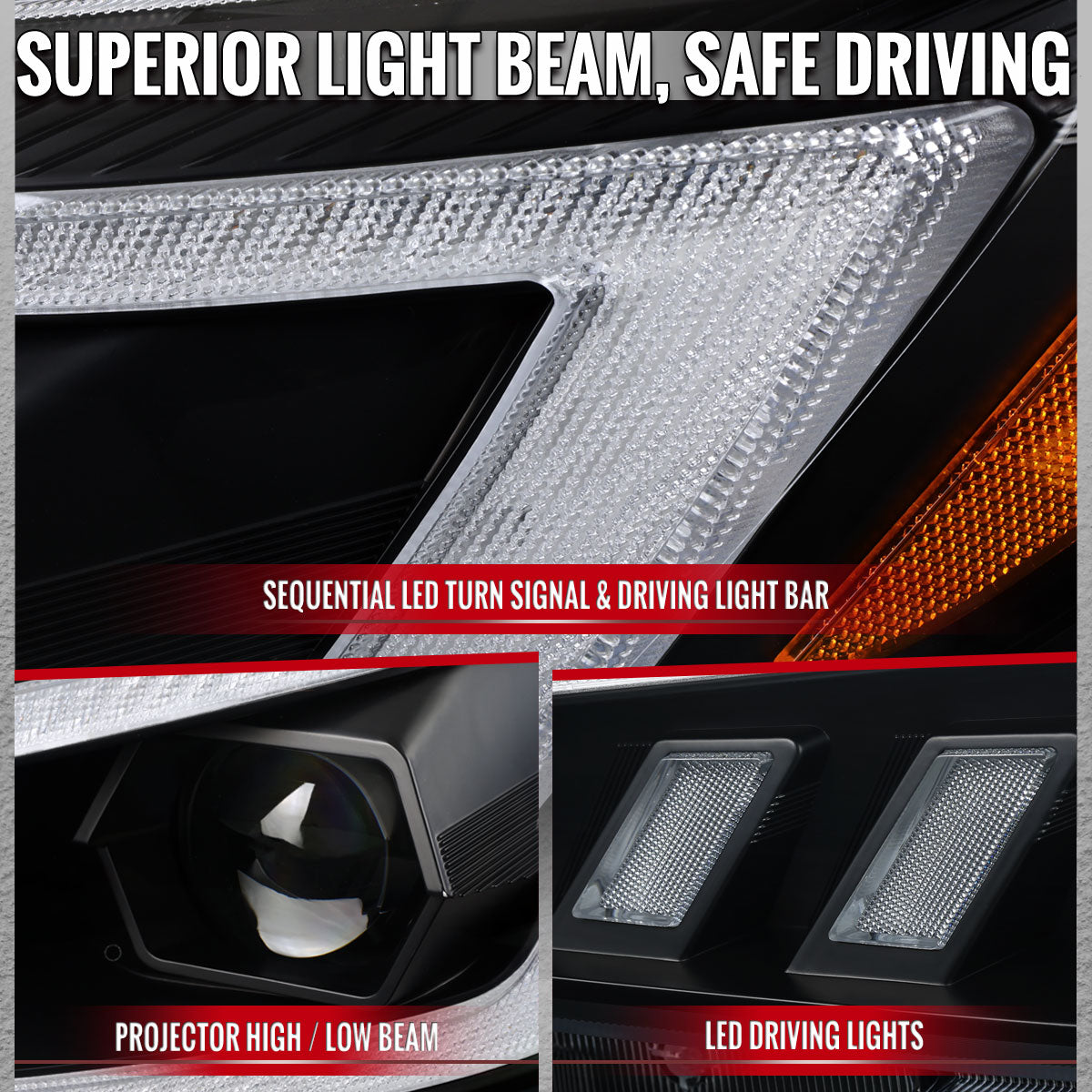 2015-2021 Subaru Impreza WRX STI Projector Headlights Sequential LED Switchback DRL (Black Housing / Clear Lens)