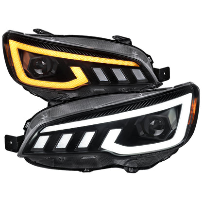 2015-2021 Subaru Impreza WRX STI Projector Headlights Sequential LED Switchback DRL (Black Housing / Clear Lens)