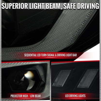 2015-2021 Subaru Impreza WRX STI Projector Headlights Sequential LED Switchback DRL (Black Housing / Smoked Lens)