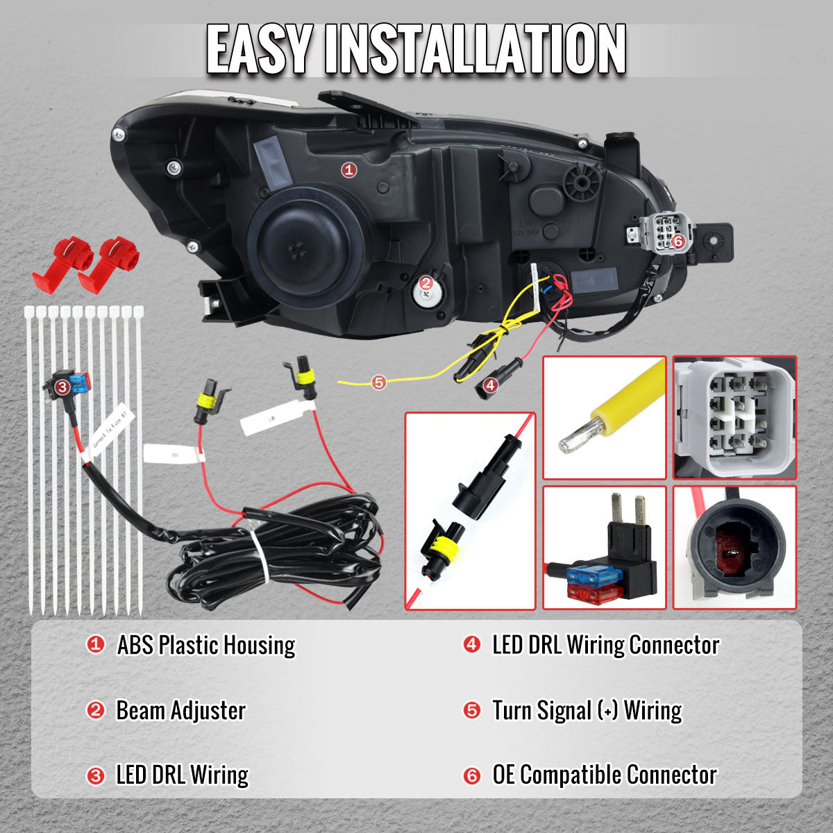 2015-2021 Subaru Impreza WRX STI Projector Headlights Sequential LED Switchback DRL (Black Housing / Smoked Lens)