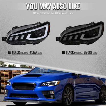 2015-2021 Subaru Impreza WRX STI Projector Headlights Sequential LED Switchback DRL (Black Housing / Smoked Lens)